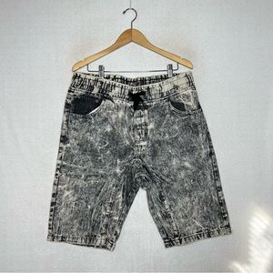 South Pole Y2K Stone Wash Black Gray Mens Drawstring Short Size XL